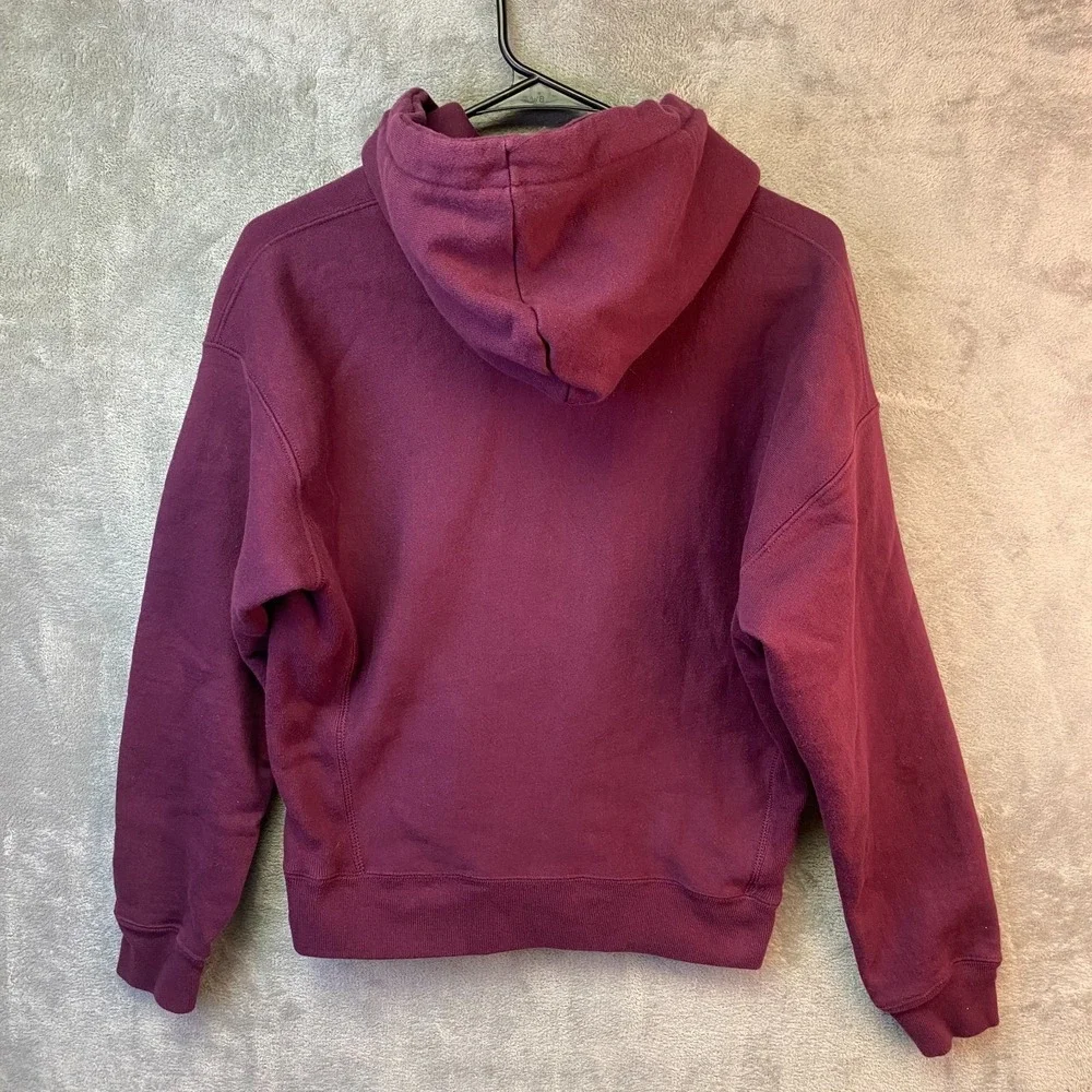 Champion Reverse Weave Hoodie Small Burgundy C Logo Pullover